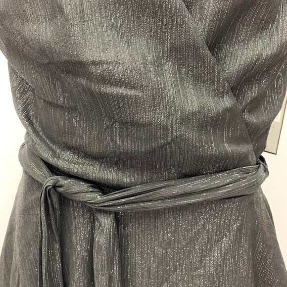 Tahari Size 4 Maxi Dress NWT Black Metallic Thread Sleeveless Boho Party V Neck - Picture 6 of 12